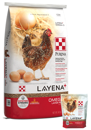 Image of Purina® Layena® Plus Omega-3 poultry feed package