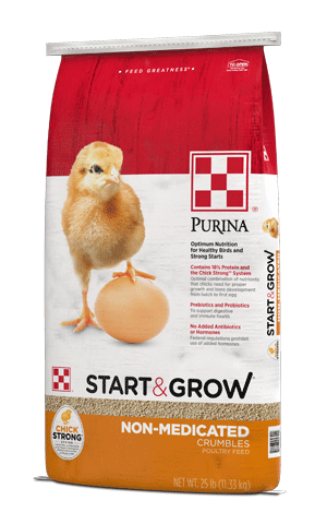 Image of Purina® Start & Grow® poultry feed bags right side view