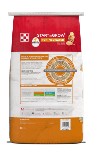 Image of Purina® Start & Grow® poultry feed bags back view