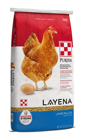 Image of Purina® Layena® poultry feed packages