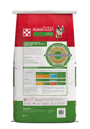 Image of Purina® Flock Raiser® Crumbles poultry feed back view