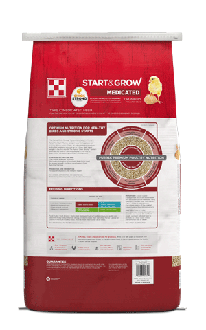 Image of Purina® Start & Grow® Medicated poultry feed bag back view