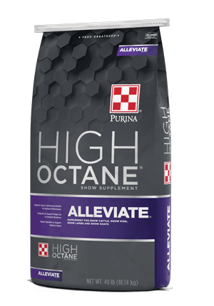 High Octane® ALLEVIATE® Supplement for show cattle, pigs, lambs and goats right facing