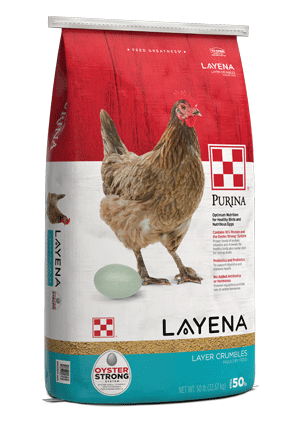  Layena® Layer Feed Crumbles in 10lb and 50lb packages