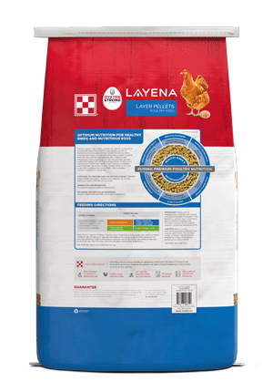 mage of Purina® Layena® poultry feed package back view