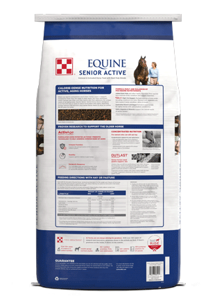 Image of Equine Senior® Active Horse Feed package back side