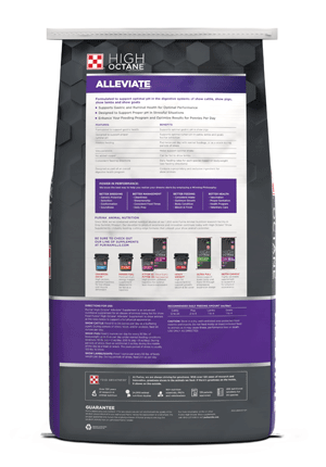 High Octane® ALLEVIATE® Supplement for show cattle, pigs, lambs and goats back facing