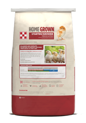 HomeGrown Starter/Grower Medicated Chicken Feed package back view