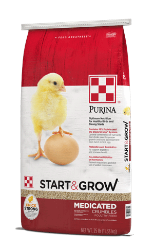 Image of Purina® Start & Grow® Medicated poultry feed bag right side view