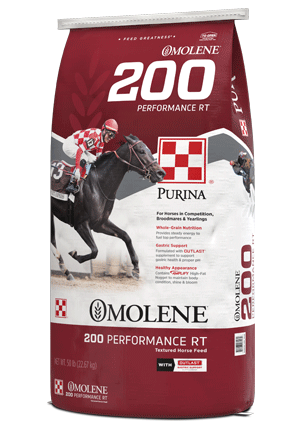 Purina® Omolene® #200 RT Performance Horse Feed right facing image