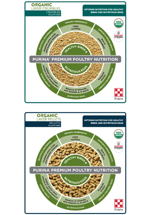 Image of Purina® Organic Layer Pellets or Crumbles poultry feed infographic