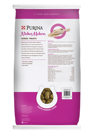 Image of Purina® Nicker Makers® Horse Treats package back facing