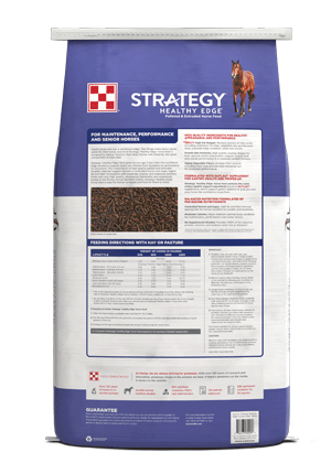 Image of Strategy® Healthy Edge® horse feed bag back facing