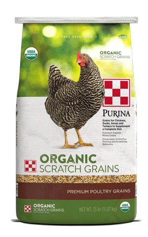 Image of Purina® Organic Scratch Grains poultry feed bag front view