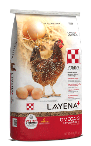 Image of Purina® Layena® Plus Omega-3 poultry feed package