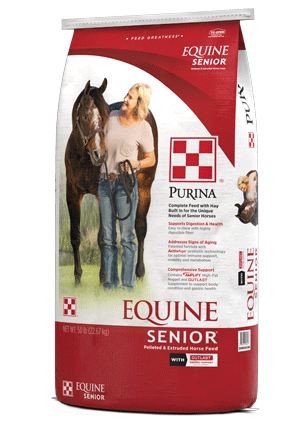 Image of Purina Equine Senior Horse Feed package right facing